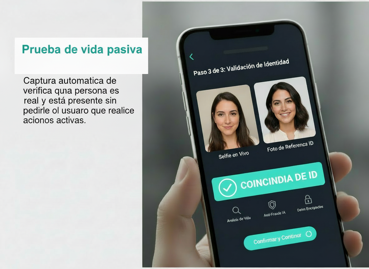 Firefly_Gemini Flash_Reemplaza el texto por- Prueba de vida pasiva verifica que una persona es real y está 711517